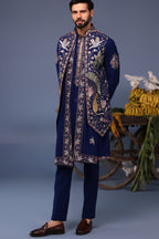 Aayushman Aman Maheshwari in Faiz Wild Grace Navy Blue Kurta Jacket Set