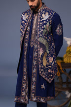Neil Nitin Mukeshin Faiz Wild Grace Navy Blue Kurta Jacket Set