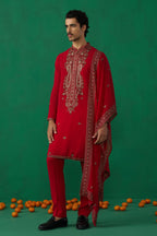 Parthiv Gohil IN ARABIC RED KURTA SET