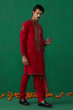 Parthiv Gohil IN ARABIC RED KURTA SET