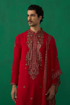 Parthiv Gohil IN ARABIC RED KURTA SET