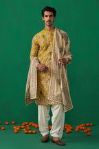 DHAARMIK SAMANI IN PHOOLPANKH HALDI KURTA SET
