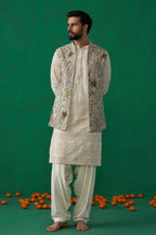 MAVERIC MAAZ IN PHOOLPANKH SKYBLUE KURTA JACKET PATIYALA SET