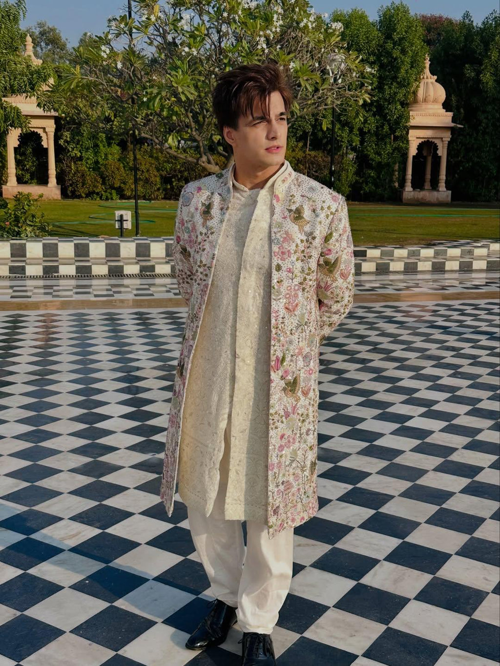 MOHSIN KHAN IN PHOOLPANKH IVORY INDOWESTERN SET