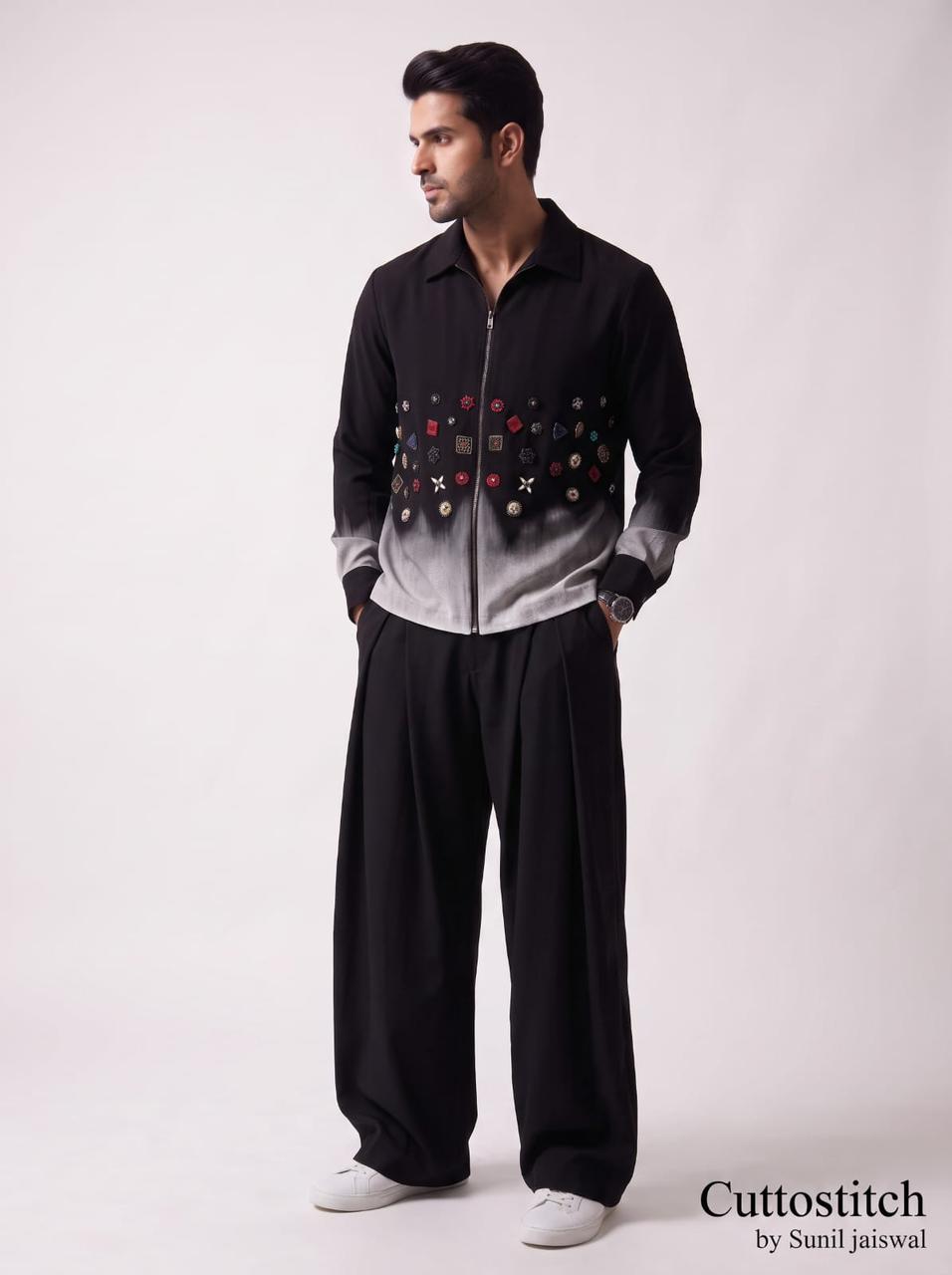 The Noir Ombré Zip-Shirt