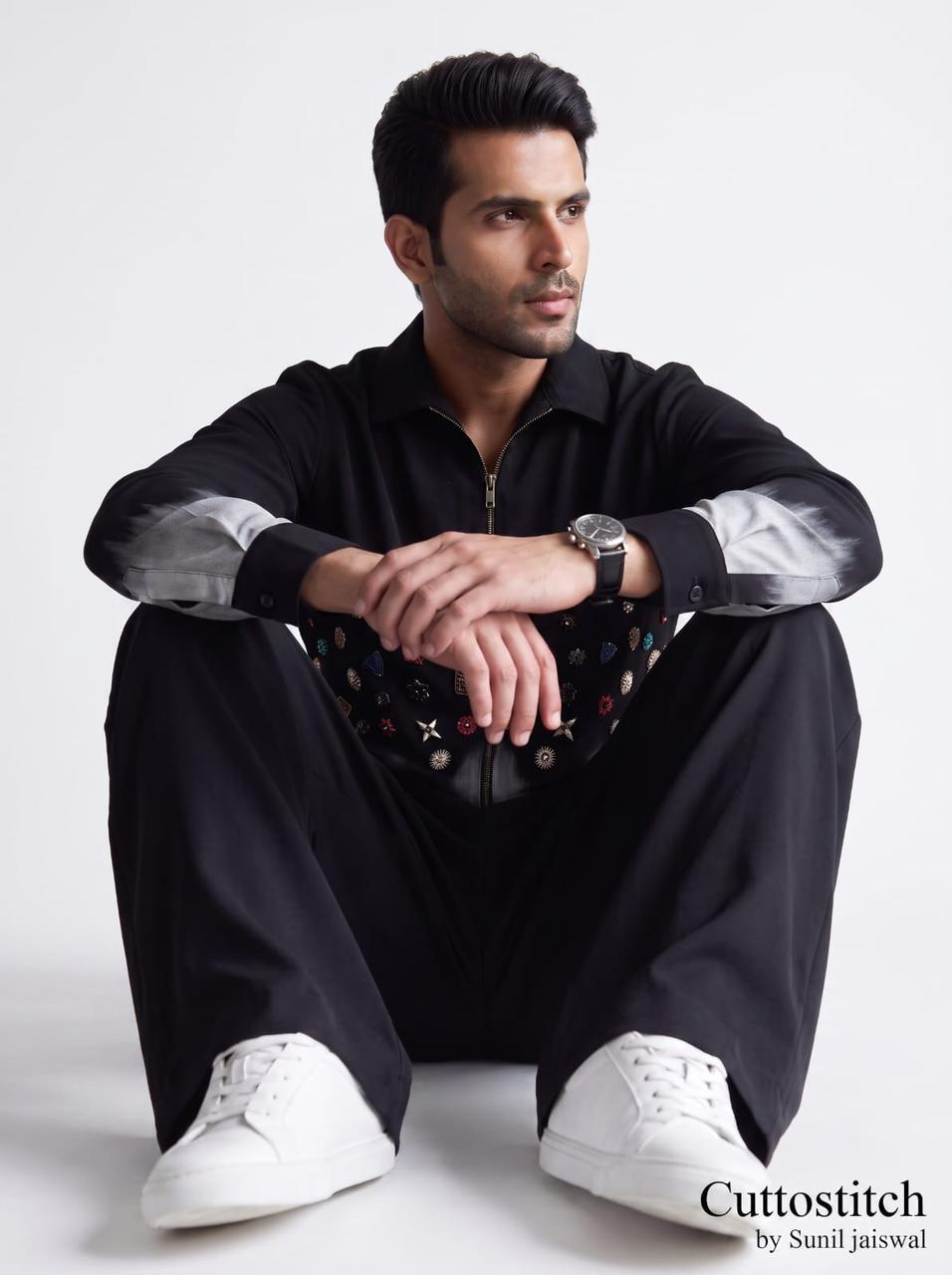 The Noir Ombré Zip-Shirt